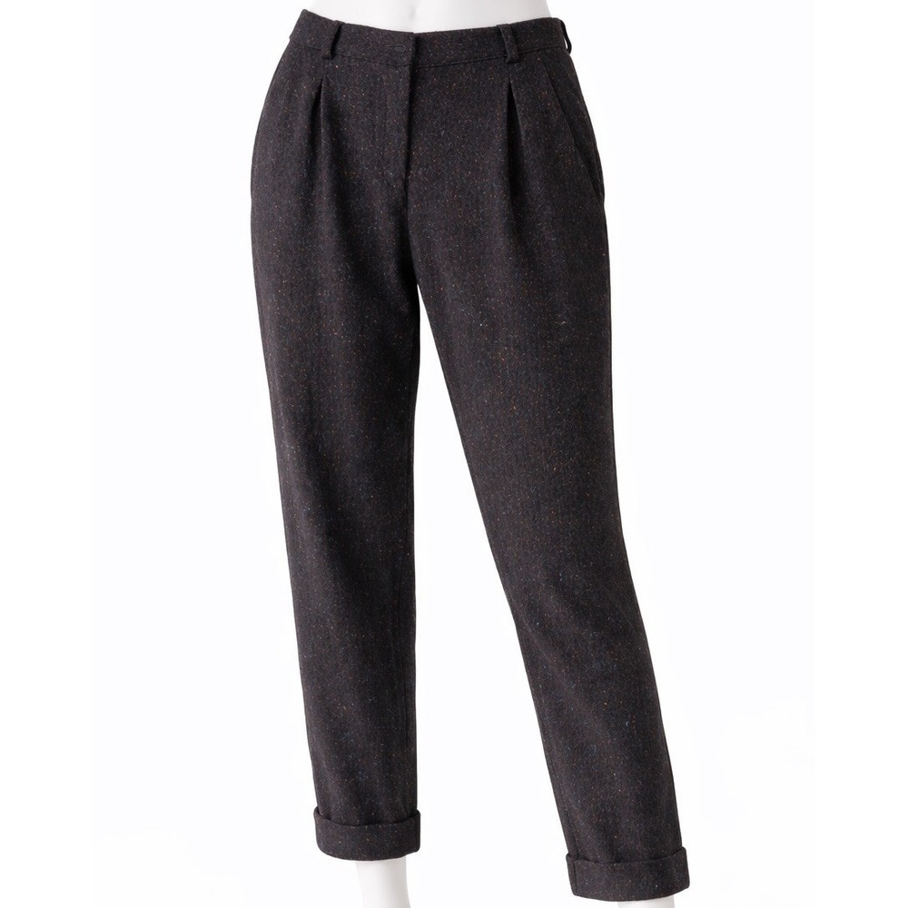 Anne Klein Woman's Size 10 High Waisted 100% Wool Dress Pants Black Speckled Vtg